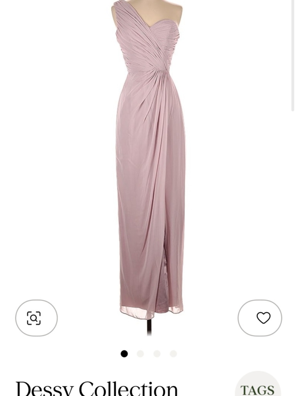 Dessy Collection One-Shoulder Dusty Lilac Evening Gown